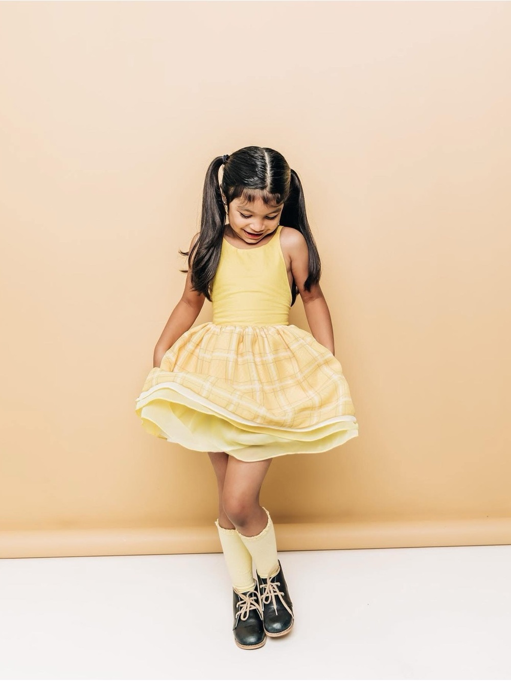 Pleiades Designs Yellow Plaid Shortie - size 9